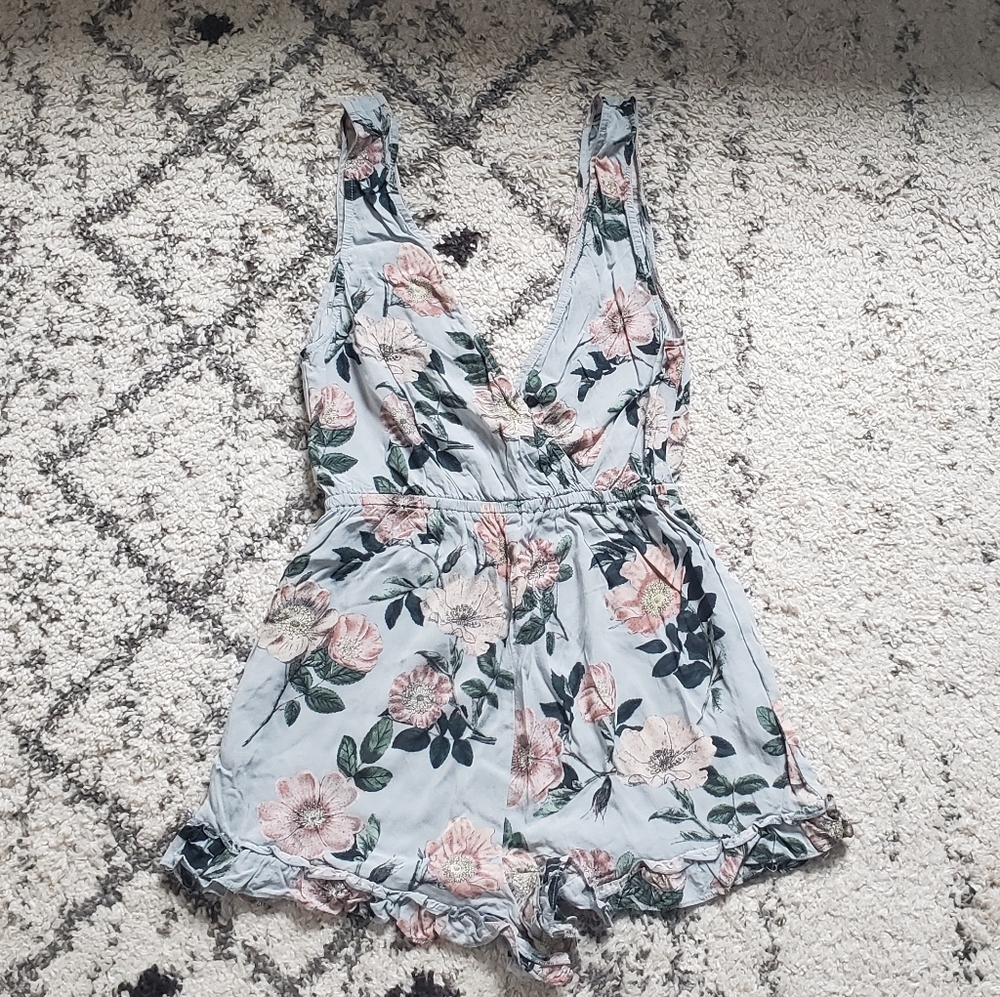 Light blue floral romper